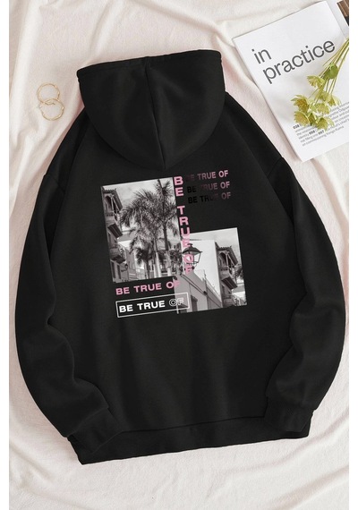 Be True Of Baskılı Sweatshirt Siyah