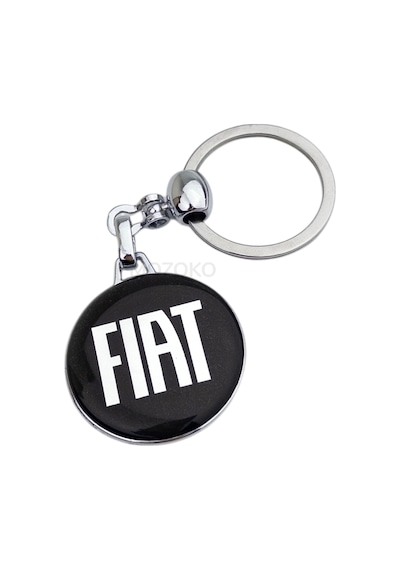 Yüksek Kaliteli Siyah Fiat Logolu Damla Baskılı Şık Hediyelik Araç Anahtarlığı
