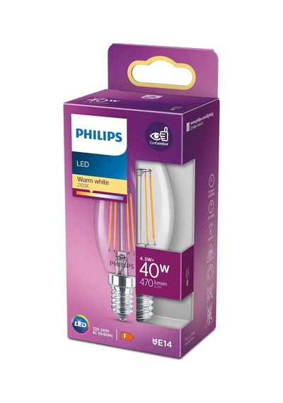 Led Classic 40w B35 Led Mum Filament Ampul, 2700k Sarı Işık, E14 İnce Duy, Dim Edilmez