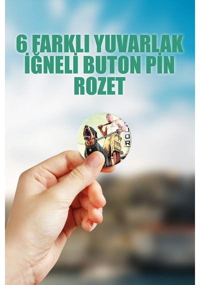 Gta 5 Video Oyun Bilgisayar Oyunu Çanta Süsü Rozet İğneli Buton Rozet Seti 6 Adet Çok Renkli