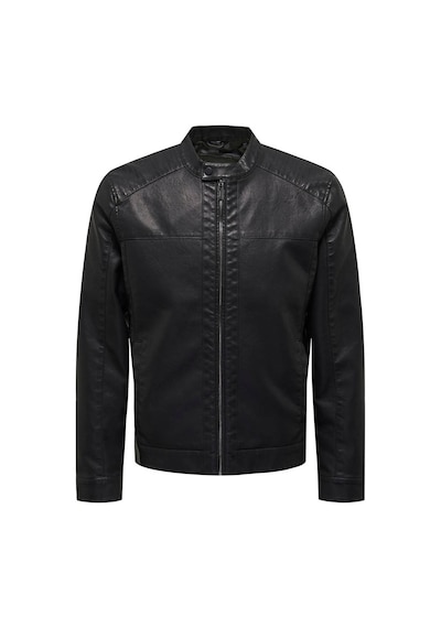 Only & Sons Onsmıke Pu Racer Jacket Otw Vd Noos Siyah Erkek Deri Ceket 22012339 Siyah