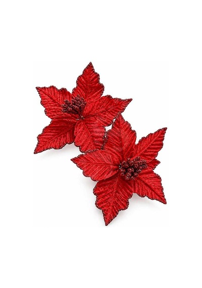 Yılbaşı Ağacı Süsü Kırmızı Ata Çiçek 14 Cm 2li Diğer