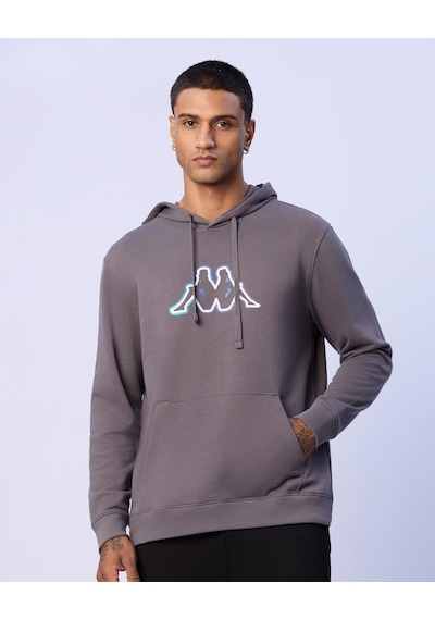 Kappa Benjamin Erkek Gri Regular Hoodie