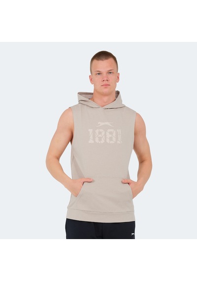 Slazenger VASILISA Erkek Kolsuz Kanguru Cepli Taş Gri Tişört