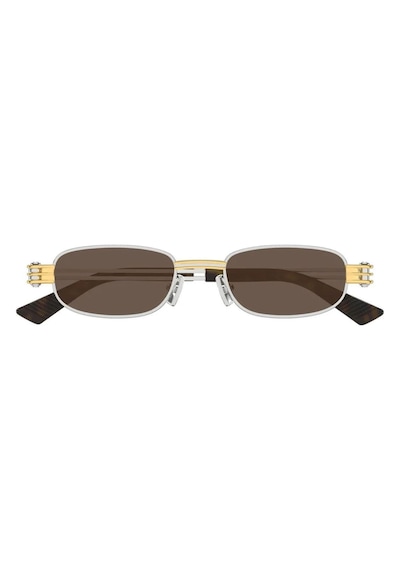 Bottega Veneta Bv 1381s 001 50 Unisex Dikdörtgen Gri Metal Güneş Gözlüğü Gri