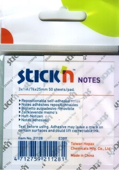 Hopax Stick'N Yapışkanlı Not Kağıdı 76 X 25 Mm 3 Renk 50 Yaprak