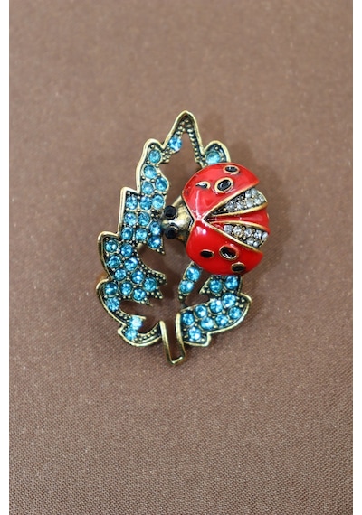 Yapraklı Uğur Böceği Broş. Taşlı Tasarım, Uğur Böceği Broş. Kadın Broş. Broş. Erkek Broş. Unisex. Çok Renkli