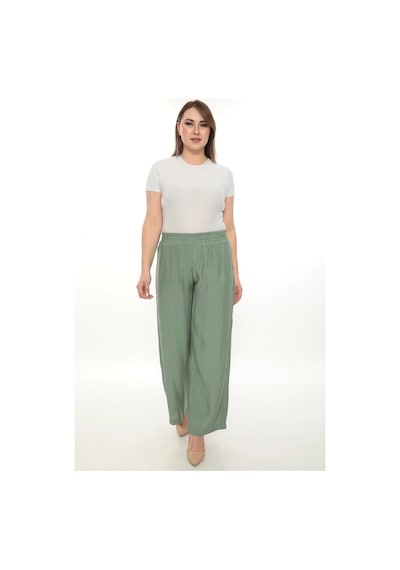 Kadın Beli Lastikli Rahat Kesim Pantolon Günlük Şık Ve Konforlu Mint Yeşili