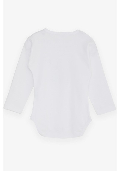 Breeze Erkek Bebek Çıtçıtlı Body Timsah Baskılı 9 Ay-3 Yaş, Beyaz Beyaz