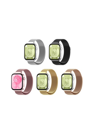 Forzacase Huawei Fit 3 İle Uyumlu Metal Mıknatıslı Manyetik Kordon Kayış - Fc634 Gümüş