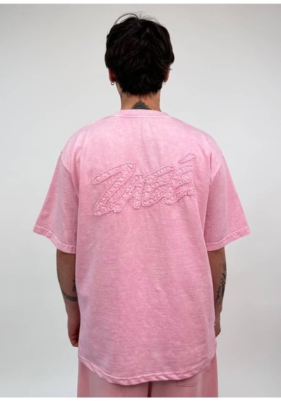 Zaee Nakışlı Oversize Tişört Pembe