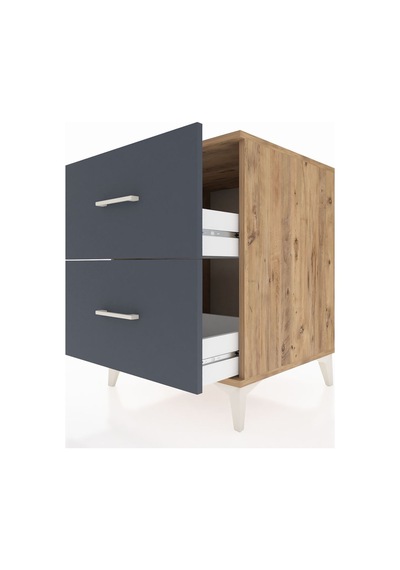 Kronos Komodin 2 Çekmeceli 60x59x80 Çam-antrasit Atlas Çam