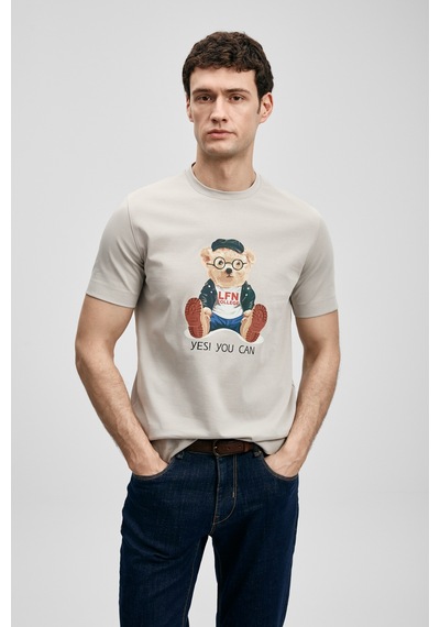 Lufian Teddy Modern Grafik T- Shirt Taş Taş 111020305100190 Taş