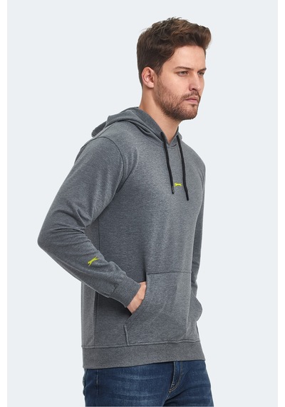 Slazenger Oslo In Erkek Kapüşonlu Cepli Koyu Gri Sweatshirt Koyu Gri