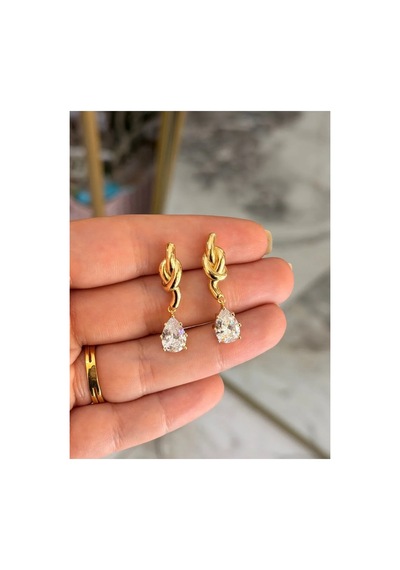 Tasarım Damla Model Gold Detaylı Zarif Kolye Altın