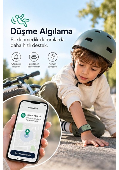 Tr Nexus Kids Nabız Tansiyon Gps Çocuk Akıllı Bileklik - Yeşil