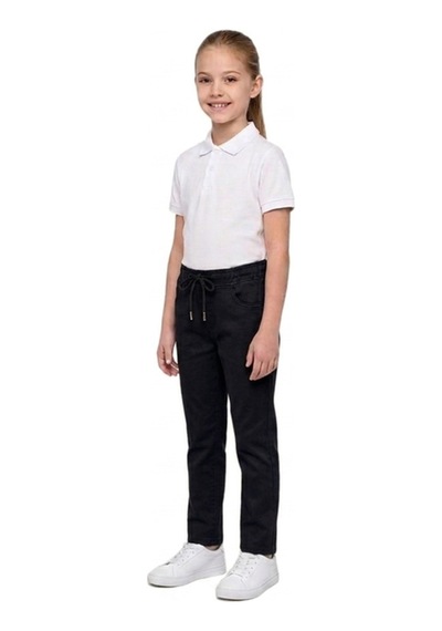 Erdem Kıds Unisex Erkek Kız Çocuk Beli Lastikli Boru Paça Kanvas Keten Siyah Okul Pantolonu Siyah Siyah
