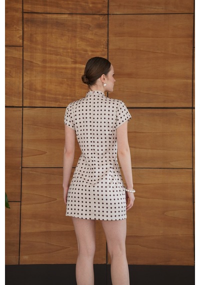 Verymoda Puantiyeli Saten Elbise D2978 Taş