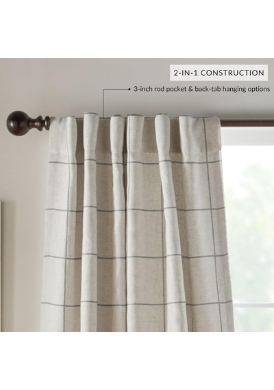 Lexroo Elrene Home Fashions Pencere Paneli Ekose Izgara Karartma Pencere Perde Panelleri/oturma Çok Renkli