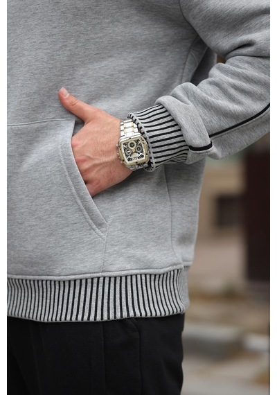Madmext Grimelanj Kapüşonlu Kanguru Cep Erkek Sweatshirt E7163 Grimelanj