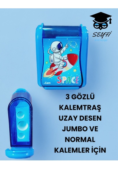 3 Gözlü Kalemtraş Jumbo Ve Normal Kalemler İçin Plastik Gövde