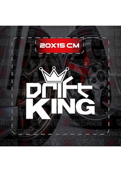 Drift King Jdm Sticker Araba Laptop Motosiklet Sticker Yapışkanlı Folyo Beyaz