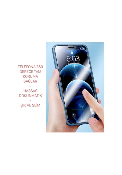 Apple Uyumlu iPhone 13 Pro Kilif 6.1 360 Tam Koruma + Yerlesik Ekran Koruyucu 516079371