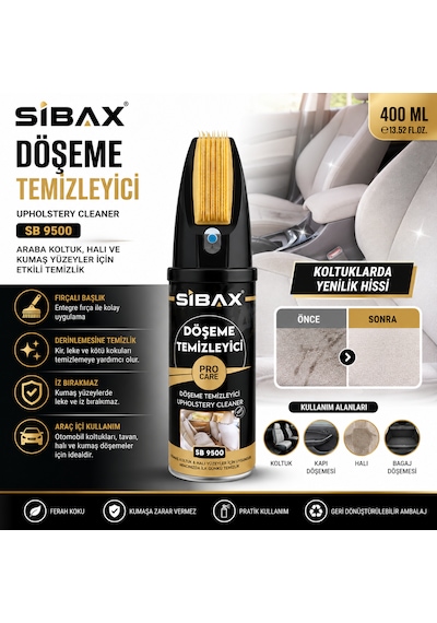 Döşeme Temizleyici Araba Otomobil Koltuk Temizleme Halı Kumaş İçin İz Bırakmaz 400 Ml Kod: Sb9500 1 Adet