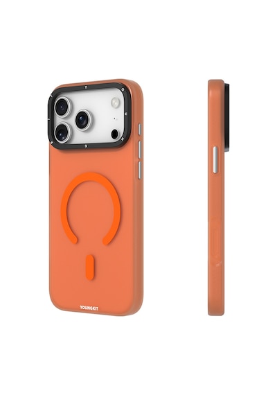 Apple Uyumlu iPhone 17 Pro Max Kılıf M-safe Şarj Özellikli Youngkit Hidden Sand Serisi Kapak Turuncu Turuncu