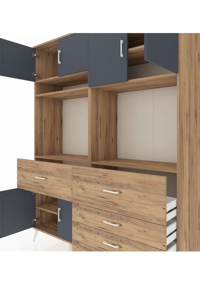 Hyperion Gardrop 7 Raflı 5 Çekmeceli 6 Kapaklı 176x44x221 Çam-antrasit/çam Antrasit/çam Hyperion Gardrop 7 Raflı 5 Çekmeceli 6 Kapaklı 176x44x221 Çam-antrasit/çam Antrasit/çam