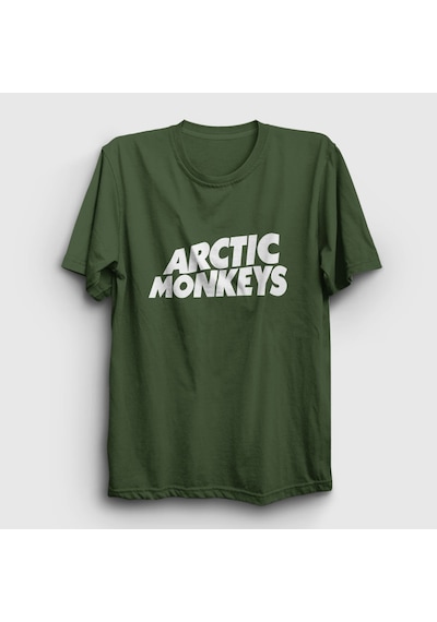 Presmono Unisex Logo Arctic Monkeys T-shirt Haki