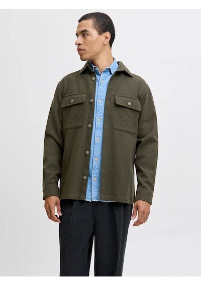 Jack & Jones Jack&jones Jprrayle Melange Solid L/s Erkek Gömlek 12286840 Haki
