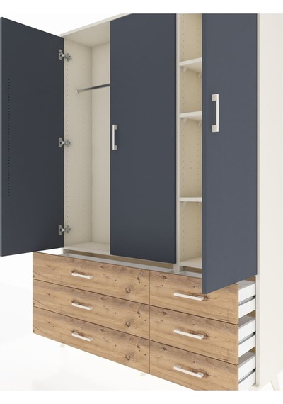 Arges Dolap 5 Raflı 6 Çekmeceli Tek Askılı 132x30x195 Aytaşı-antrasit/çam Antrasıt/atlas Çam Arges Dolap 5 Raflı 6 Çekmeceli Tek Askılı 132x30x195 Aytaşı-antrasit/çam Antrasıt/atlas Çam
