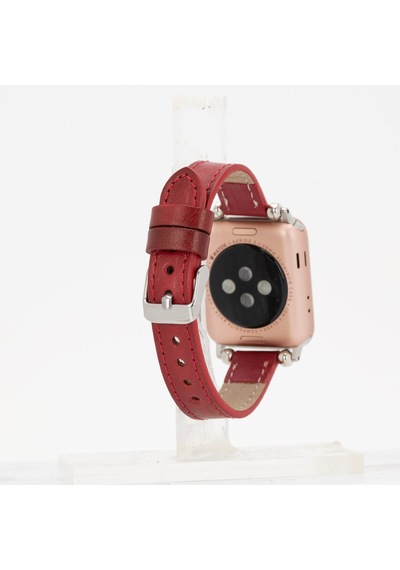 Bloomband Signature Crimson Red Leather Apple Uyumlu Watch Band - 44/45/46/49mm