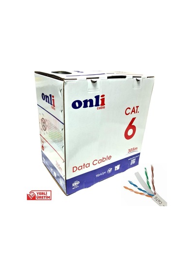 Onli 305Mt 24AWG UTP CAT6 Network Kablosu Gri Yerli Üretim