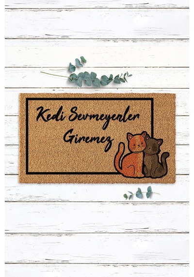 Kedi Sevmeyenler Giremez Kedili Kapı Paspası