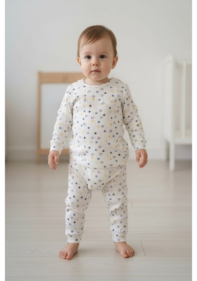 Aden Kids Raporlu Kumaş Desenli Çocuk Pijama Takımı Laci