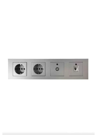 Asyagrup Ovivo Silver Dörtlü Set - Priz - Uydu - Telefon