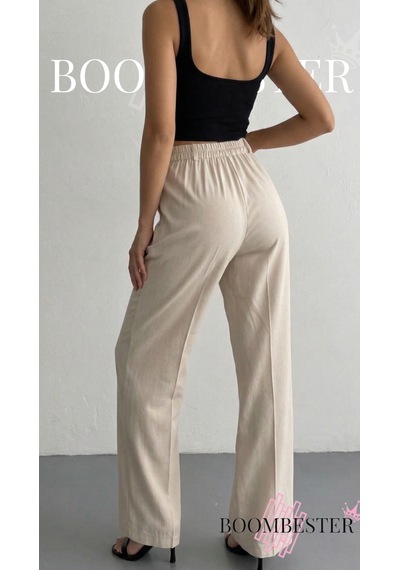 Boombester Premium Tnsel Palazzo Pantolon Yüksek Bel Bol Paça Kadın Pantolon Dökümlü Rahat Bej Boombester Premium Tnsel Palazzo Pantolon Yüksek Bel Bol Paça Kadın Pantolon Dökümlü Rahat Bej