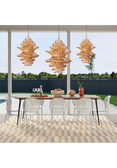 Rattan Luna Aydınlatma 3'lü Set Naturel
