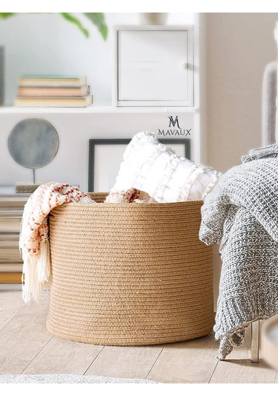 Mavaux Çok Amaçlı, 40cm-36cm, Sepet, Jüt, Hasır, Dokuma Sepet, Düzenleyici Jüt