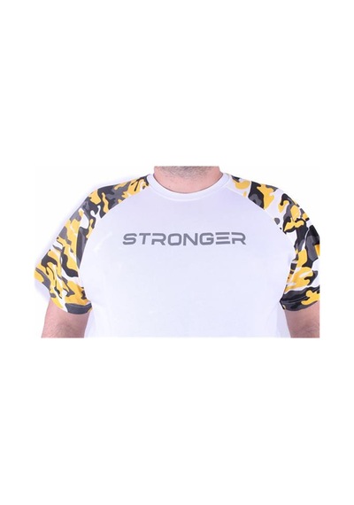 Starbattal Büyük Beden Raglan Sleeve Camouflage Erkek Tişört 23146 Hardal - Unisex Hardal