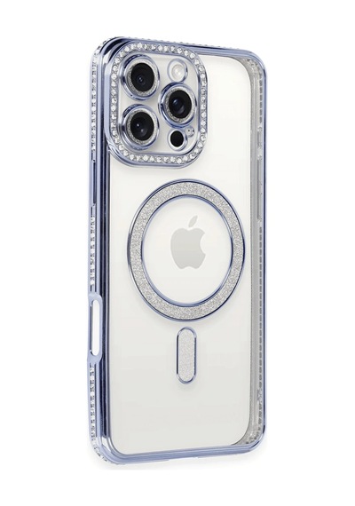 Newface - 559 - Apple iPhone Uyumlu 16 Pro Kılıf Joke Simli Magneticsafe Kılıf - Ece-umay - - Mavi