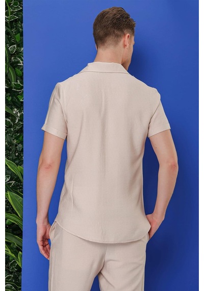 Efor G 1549 Slim Fit Bej Klasik Gömlek Bej