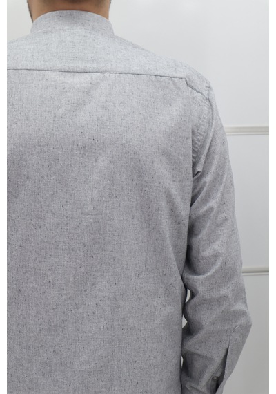 Cliente Dmctekstil Erkek Düz Klasik Kesim Rahat Kalıp Tek Cepli Kışlık Kaşmir Gömlek Gri
