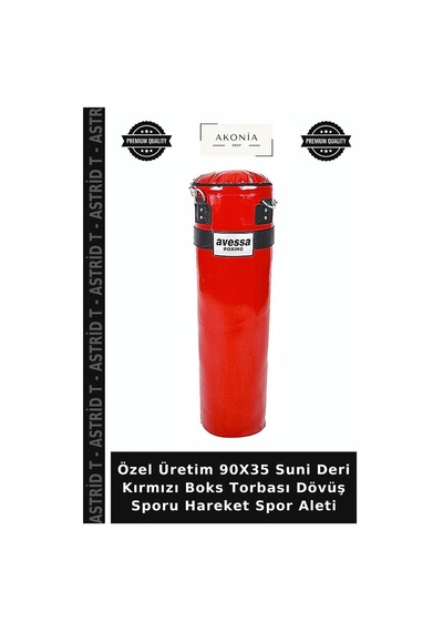 Özel Üretim 90x35 Suni Deri Kırmızı Boks Torbası Dövüş Sporu Hareket Spor Aleti