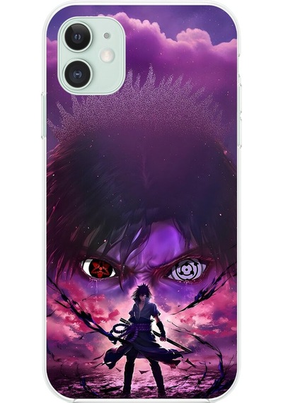 Apple Uyumlu iPhone 11 Şeffaf Kılıf Naruto Sasuke Tasarımlı