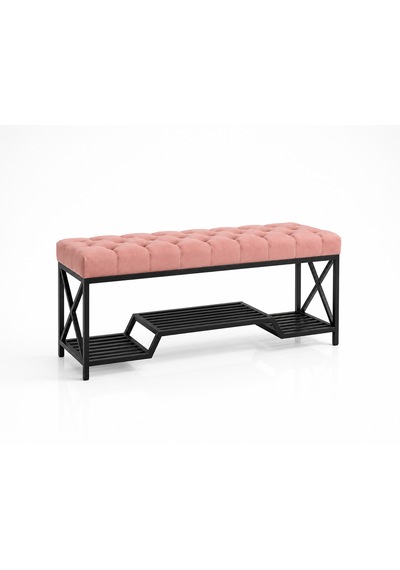 Siyah Metal Bench Ayakkabılık Bank, Kapı Girişi Puf Ayakkabılık Pembe