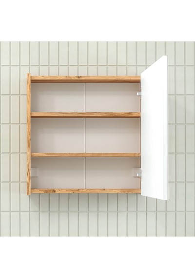 Roomart Ad7 Kulpsuz Tek Kapaklı Ahşap-Mat Beyaz Mdf 60 Cm Aynalı Beyaz