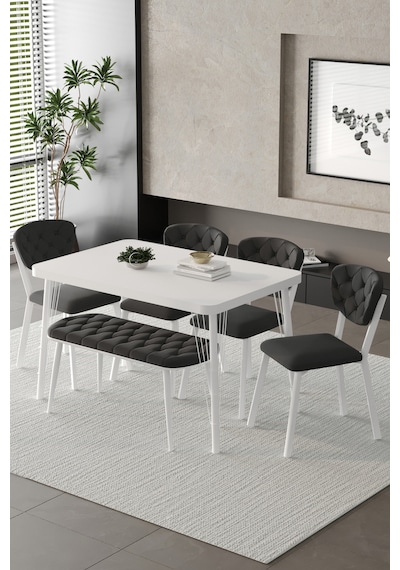 Akuamarin Mutfak Yemek Masası Takımı- 6 Kişilik Mutfak Masa Sandalye Takımı- Mutfak Masası Takımı Beyaz Akuamarin Mutfak Yemek Masası Takımı- 6 Kişilik Mutfak Masa Sandalye Takımı- Mutfak Masası Takımı Beyaz